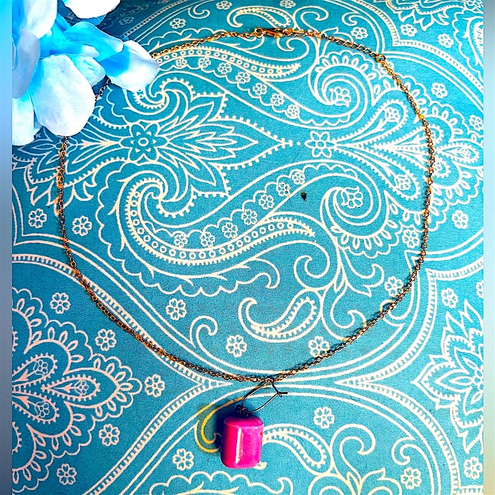 Gold Chain Necklace with Purple Pendant
